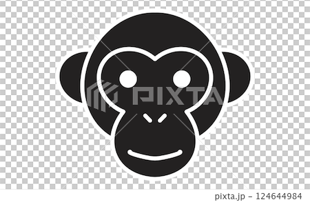 かわいいサルの顔のシンプルな線画イラスト かわいいサルの顔のシンプルな線画イラスト 124644984