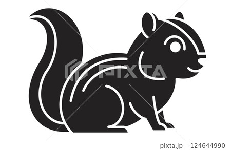 しま模様が特徴のリスの線画イラスト 124644990