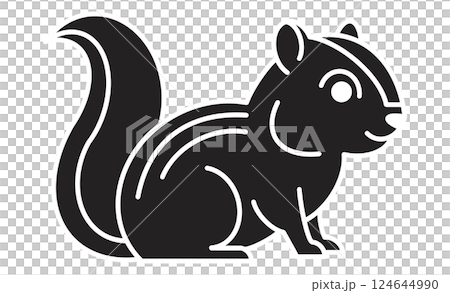 しま模様が特徴のリスの線画イラスト 124644990