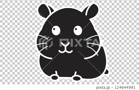 まるくて可愛いハムスターの線画イラスト 124644991