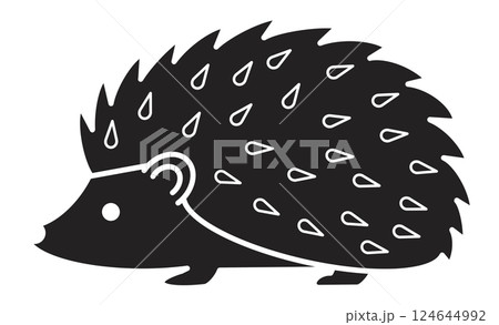 かわいいハリネズミのシンプル線画イラスト 124644992