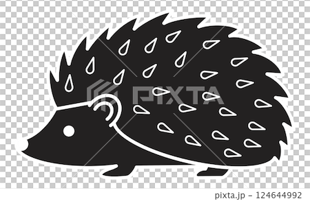 かわいいハリネズミのシンプル線画イラスト 124644992
