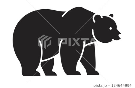かわいいクマのシンプルな線画イラスト素材 124644994