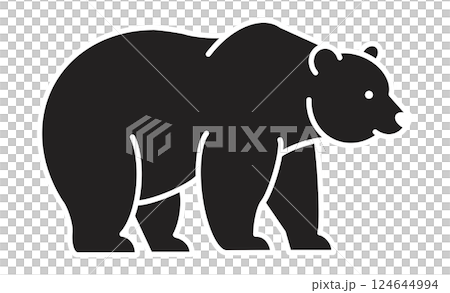 かわいいクマのシンプルな線画イラスト素材 124644994