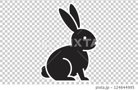 かわいいウサギのシルエット風線画イラスト 124644995