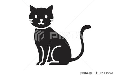 シンプルでかわいい猫の線画イラスト シンプルでかわいい猫の線画イラスト 124644998