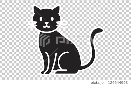 シンプルでかわいい猫の線画イラスト シンプルでかわいい猫の線画イラスト 124644998