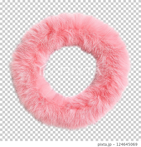 Pink fur frame isolated on transparent background. AI-generated item 124645069