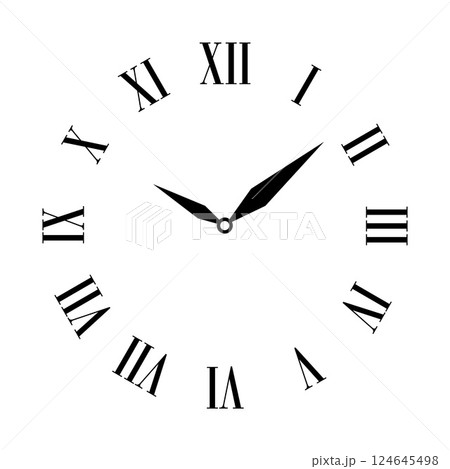 Simple classic clock face with roman numders vector illustration 124645498