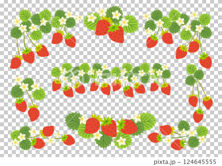 いちごのフレーム素材セット 124645555