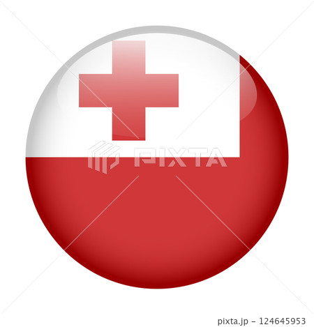 flag of Tonga, button round glossy icon 124645953