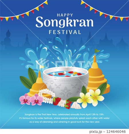 Celebrating Songkran, Thai New Year Water Festival Celebrating Songkran, Thai New Year Water Festival 124646046