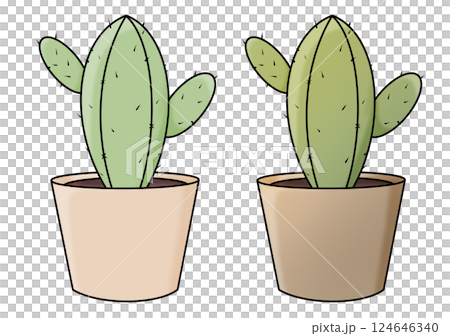 Illustration of Potted Cactus Plant. 124646340
