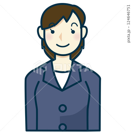 紺色のスーツを着た女性のイラスト 124646751