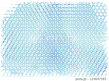 水彩の青色水色緑色　幾何学模様・小紋柄 124647365
