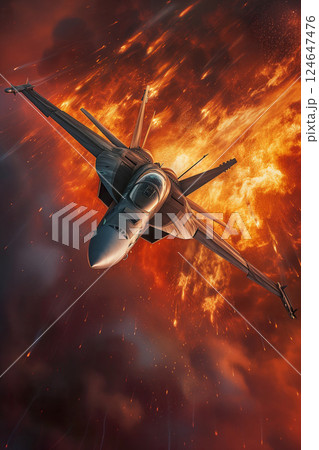 modern fifth generation combat air fighter jet in sky, advanced stealth military aircraft flying modern fifth generation combat air fighter jet in sky, advanced stealth military aircraft flying 124647476