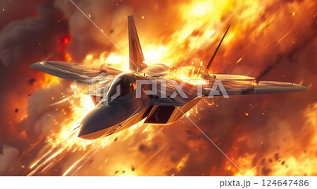 modern fifth generation combat air fighter jet in sky, advanced stealth military aircraft flying modern fifth generation combat air fighter jet in sky, advanced stealth military aircraft flying 124647486