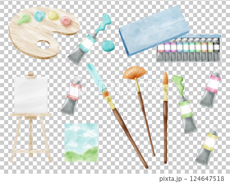 Art supplies illustration set 124647518