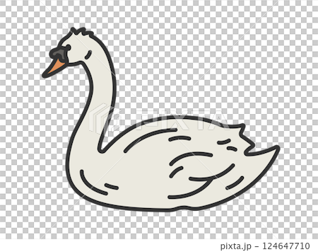 大天鵝插圖（線條描彩色） 124647710