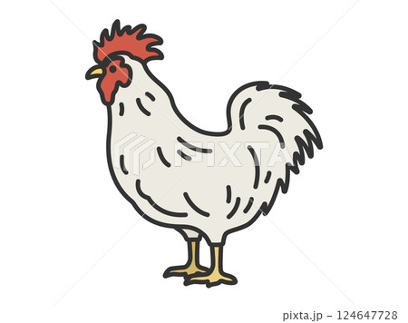 鶏(線画カラー)のイラスト 鶏(線画カラー)のイラスト 124647728