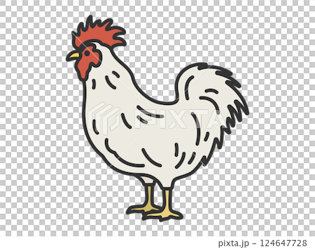 鶏(線画カラー)のイラスト 鶏(線画カラー)のイラスト 124647728