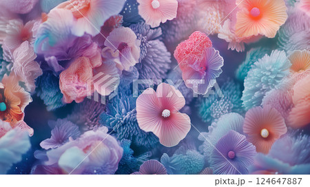 幻想的な花の背景素材（Generative AI） 124647887