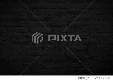 Solid black brick wall background texture. 124647888
