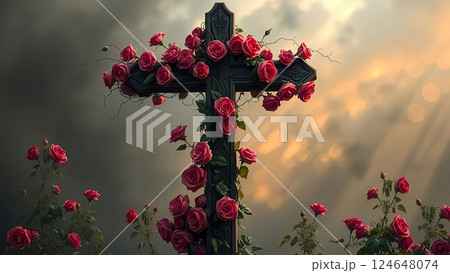 薔薇と十字架 124648074