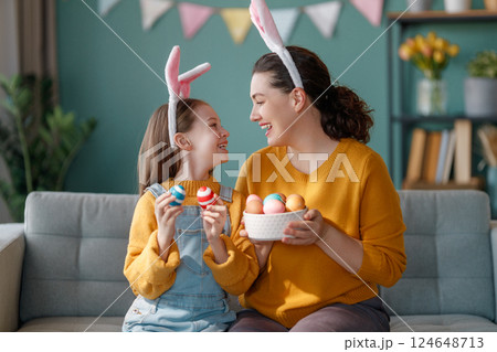 family preparing for Easter family preparing for Easter 124648713