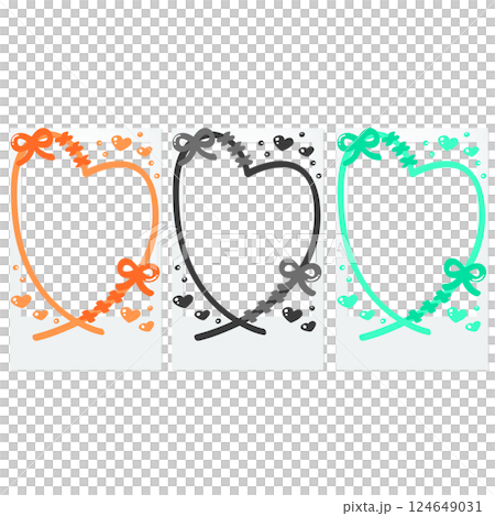 落書き インスタントカメラ デコレーション フレーム オレンジ ブラック ミント 124649031