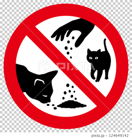 猫の餌やり禁止マーク 猫の餌やり禁止マーク 124649142