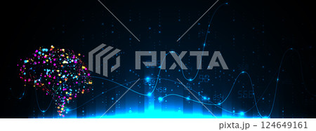 Futuristic blue abstract artificial intelligence and science data concept Futuristic blue abstract artificial intelligence and science data concept 124649161