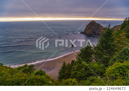 Rocky Beach at Sunset Near Gold Beach, Oregon Rocky Beach at Sunset Near Gold Beach, Oregon 124649672