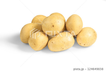 Fresh raw Potatoes heap isolated on white Fresh raw Potatoes heap isolated on white 124649838