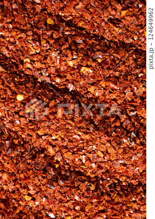 Macro Texture of Ground Chili Pepper Top View 124649962