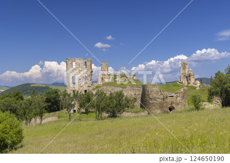 Ruins of Plavec castle near Stara Lubovna, Presov region, Slovakia 124650190