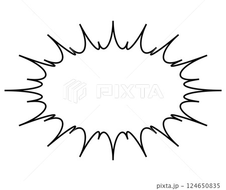 シンプルな白黒の吹き出し　細長いギザギザした形02 124650835