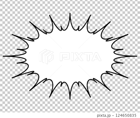 シンプルな白黒の吹き出し　細長いギザギザした形02 124650835