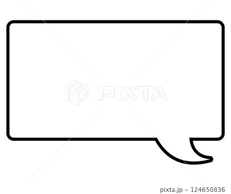 シンプルな白黒の吹き出し　四角形の右向き01 124650836
