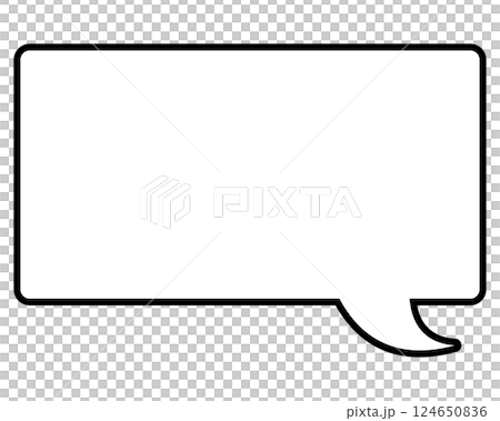 シンプルな白黒の吹き出し　四角形の右向き01 124650836