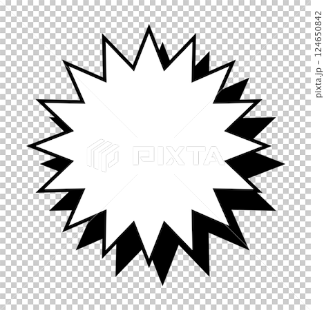 Simple black and white shaded speech bubble jagged shape 01 124650842