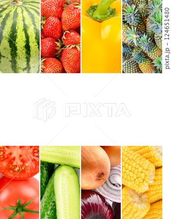 Healthy vegetables and fruit food - collage. 124651480