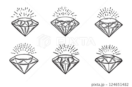 Diamonds set, Hand drawn style, vector illustration.	 124651482