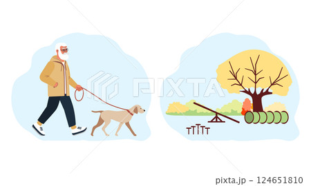Retired people Walk Dog training Agility Activity 124651810