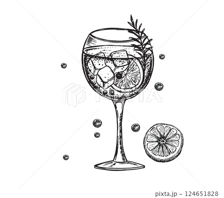 Cocktails set sketch. Cocktails set sketch. 124651828
