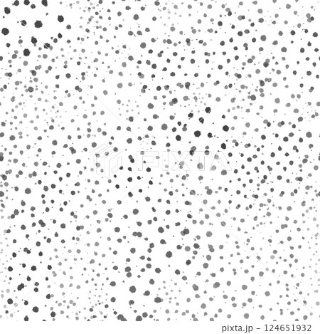 Illustration of seamless black dot pattern with different hand-drawn grunge rounded spots on white background. 124651932