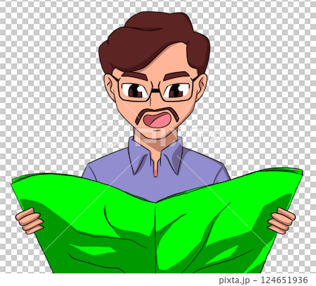 Cartoon Man Reading a Newspaper. Customizable Newspaper Template. Cartoon Man Reading a Newspaper. Customizable Newspaper Template. 124651936