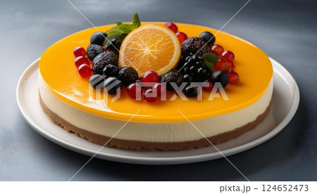爽やかなオレンジとカシスのチーズケーキ3 124652473