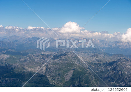 Blue Sky with White Clouds, Flying above Sunny Cloudy Sky Texture Pattern, Fluffy Clouds Plane View Blue Sky with White Clouds, Flying above Sunny Cloudy Sky Texture Pattern, Fluffy Clouds Plane View 124652605