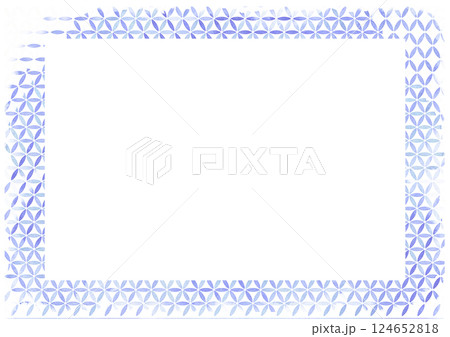水彩の青色水色紫色 幾何学模様・小紋柄のフレーム 水彩の青色水色紫色 幾何学模様・小紋柄のフレーム 124652818